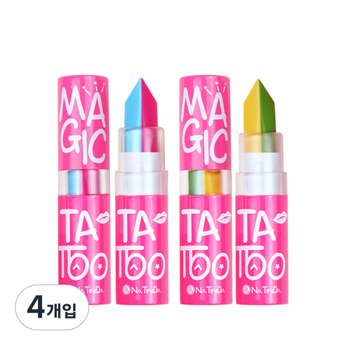 나틴다 매직 타투 립스틱 3.5g x 2종 세트, 트윈롤리팝, 트윈스윗팝, 4개입