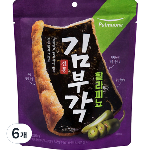 풀무원 전통 김부각 할라피뇨, 50g, 6개