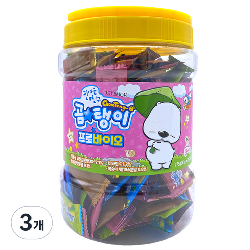 곰탱이 프로바이오 비타민 캔디 250정, 유산균, 275g, 3개