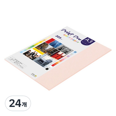 종이문화 프린트프로 두꺼운 칼라복사지 22 라이트핑크 205g, A3, 24개