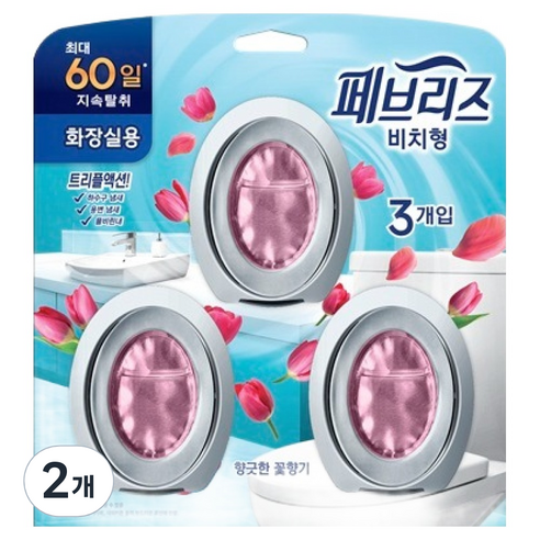 페브리즈 화장실용 비치형 방향제 향긋한 꽃향기 3p, 18.9ml, 2개
