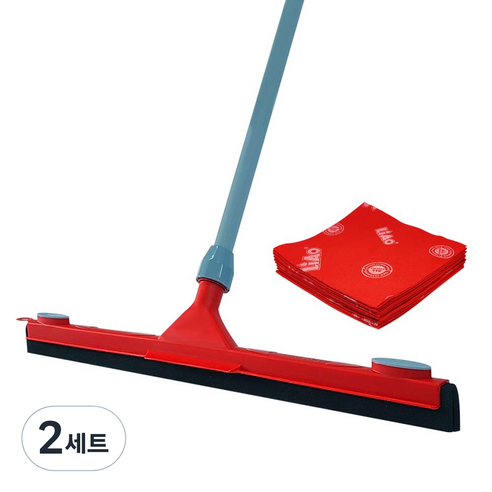 월포 물기제거 스퀴지 대형 밀대 55cm + 청소포 10p, 2세트