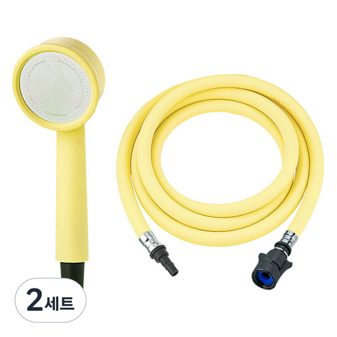 닥터워터 마카롱 원터치 샤워 헤드 + 호스 2m 세트, 2개, BUTTER YELLOW