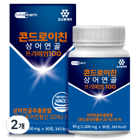 코오롱제약 콘드로이친 상어연골 프리미엄 100, 90정, 2개