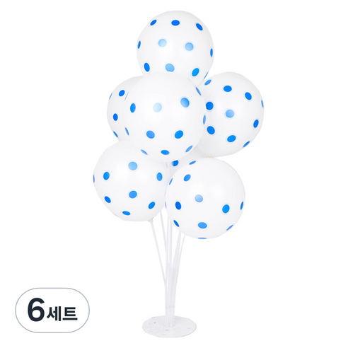 파티쇼 풍선꽂이 장식세트 70cm, 도트화이트블루, 6세트