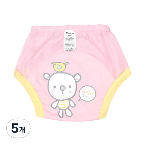 베이비앙 4중 방수 배변훈련팬티, 해피베어, 5개