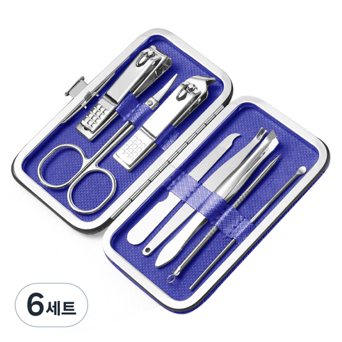 킹스로드 스테인레스 손톱깎이 8종 세트, 6세트, 피코크블루
