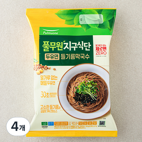 풀무원 지구식단 메밀 두유면 들기름막국수 2인분, 421.4g, 4개