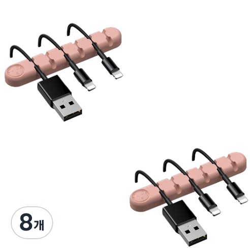 유니버스팩토리 usb 선정리소품 컬러곰 6구, 연핑크, 8개