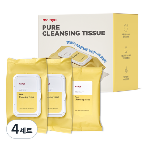마녀공장 퓨어 클렌징 티슈 80매 x 2p + 10매 세트, 80매입, 4세트