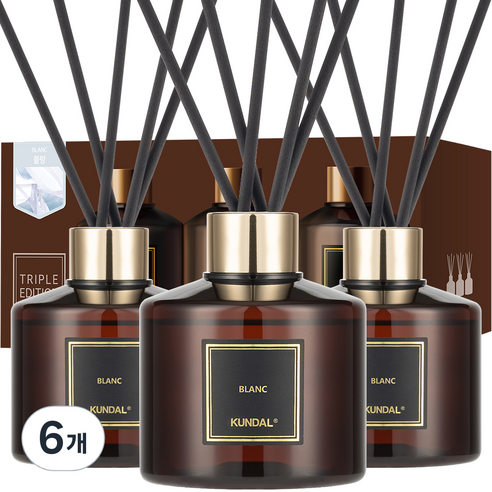 쿤달 퍼퓸 디퓨저 + 섬유스틱 세트, 블랑, 200ml, 6개