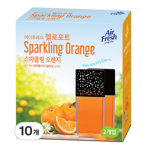 에어후레쉬 젤로포트 방향제 스파클링 오렌지, 120g, 10개