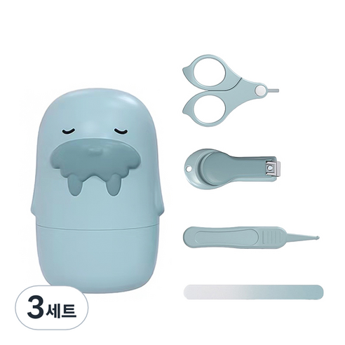 라이프투비 유아용 동물 캐릭터 손톱깎이 세트, 바다코끼리 블루, 3세트