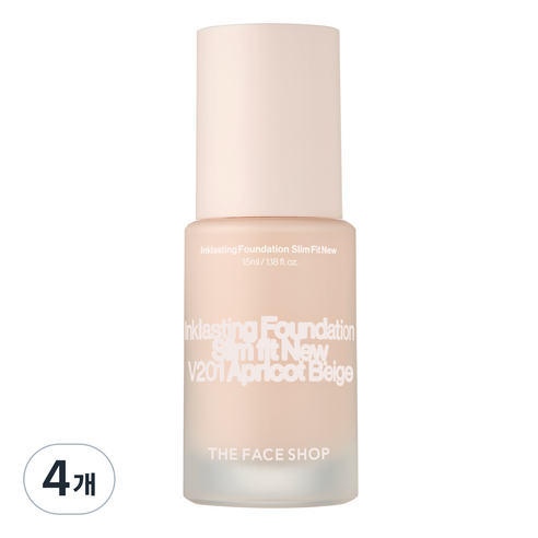 더페이스샵 잉크래스팅 파운데이션 슬림핏 뉴 15ml, 애프리콧 베이지, 4개