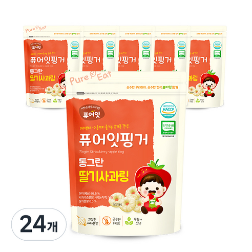 퓨어잇 핑거 동그란 야채링 40g, 딸기사과, 24개