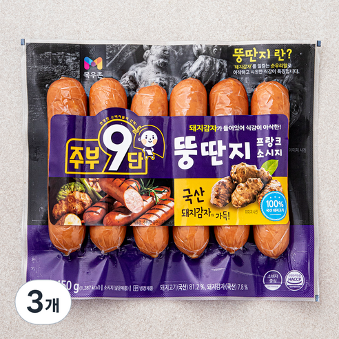 목우촌 주부9단 뚱딴지 프랑크 소시지, 450g, 3개