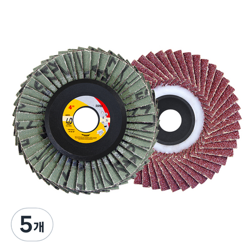 바벨롭 그라인더 사포날 해바라기 휠 페이퍼 100mm 40방, 5개