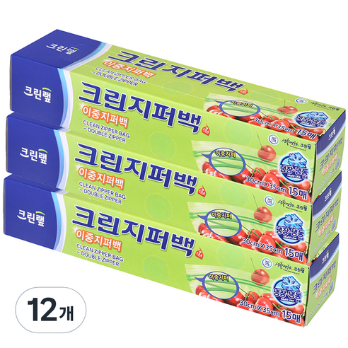 크린랲 크린지퍼백, 특대(XL), 15개입, 12개