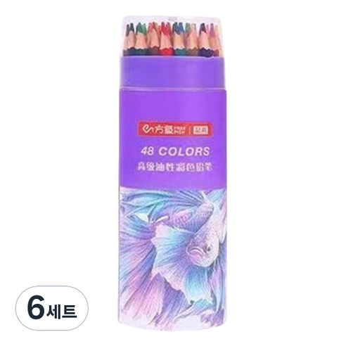 프리피쉬 시나아트 유성 고급 색연필 라운드케이스, 48색, 6세트