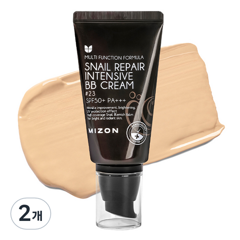 미즈온 스네일 리페어 인텐시브 비비 BB크림 SPF50+ PA+++, 23호 내츄럴 베이지, 2개