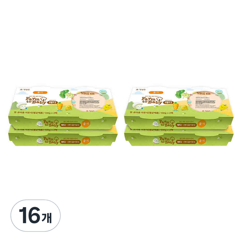 팜투베이비 레디 실온이유식 중기 7~8개월 F세트, 두부청경채죽, 100g, 16개