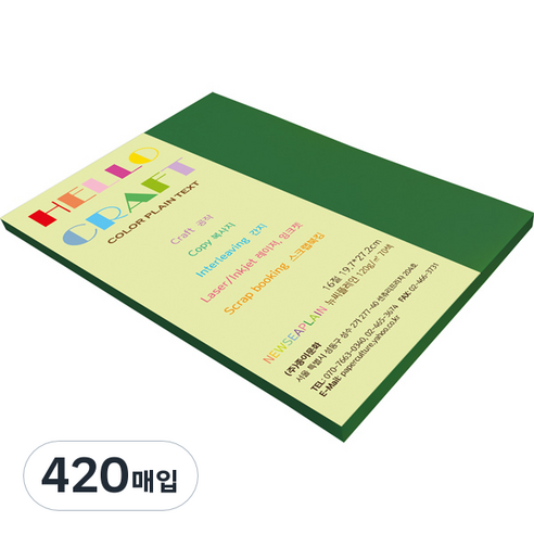 뉴씨플레인 종이문화 양면색상지 16절 No40 초록, 197 x 272 mm, 420매