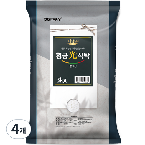 대구농산 더담은 황금빛식탁 백미, 3kg, 4개