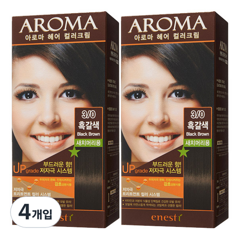 에네스티 아로마 염모제 새치머리용, 흑갈색, 4개
