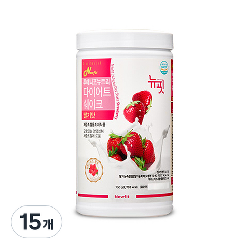 뉴핏 투에니포 뉴트리 다이어트 쉐이크 딸기맛, 15개, 750g