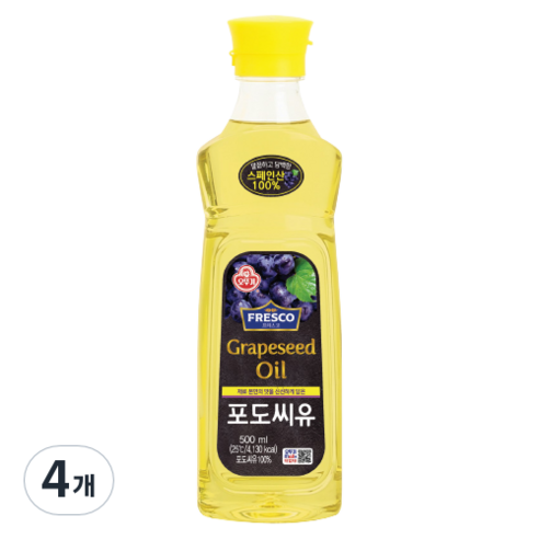 오뚜기 프레스코 포도씨유, 500ml, 4개