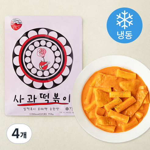 사과떡볶이 로제팩 로제떡볶이 순한맛 (냉동), 750g, 4개
