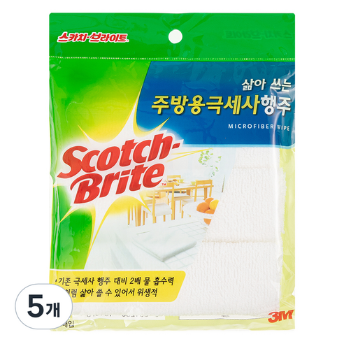 쓰리엠 삶아 쓰는 주방용 극세사 행주 3 x 5p, 5개