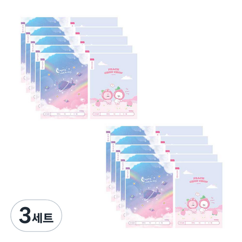 아이비스 여아용 초등1 2 쓰기 8칸 노트 고래 10p + 숑숑프렌즈 10p 세트, 혼합색상, 3세트