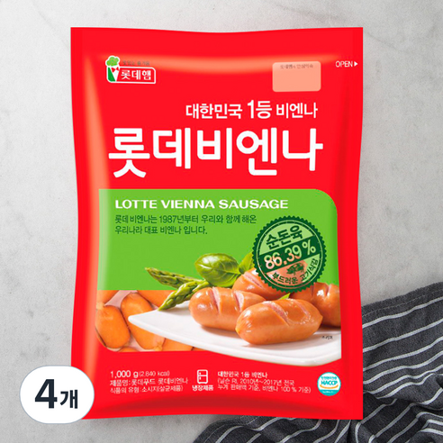 롯데햄 롯데비엔나 소시지, 1kg, 4개