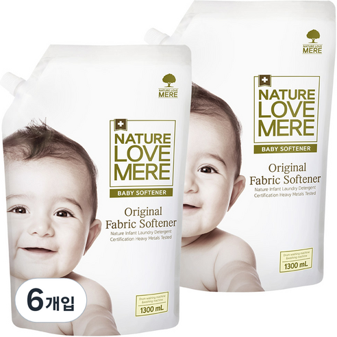네이쳐러브메레 유아 오리지널 섬유유연제 리필, 1300ml, 6개