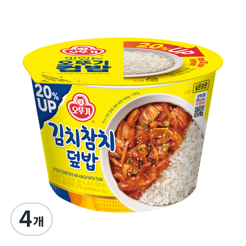 오뚜기 맛있는 컵밥 김치참치덮밥, 310g, 4개