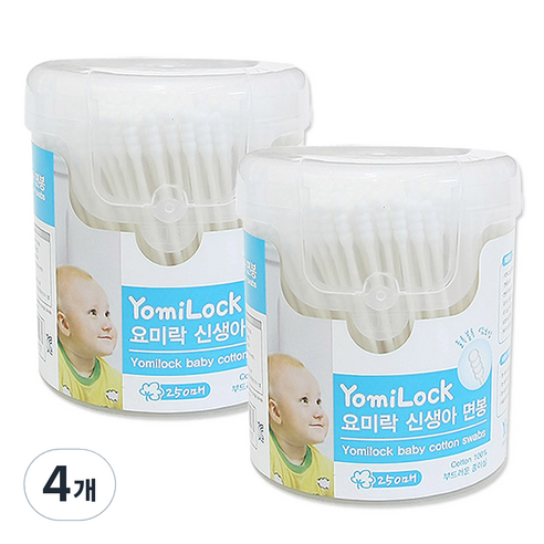 요미락 신생아 면봉, 250개입, 4개