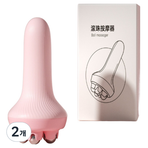 노바핏 손잡이 구슬 롤러 마사지기, 핑크, 2개
