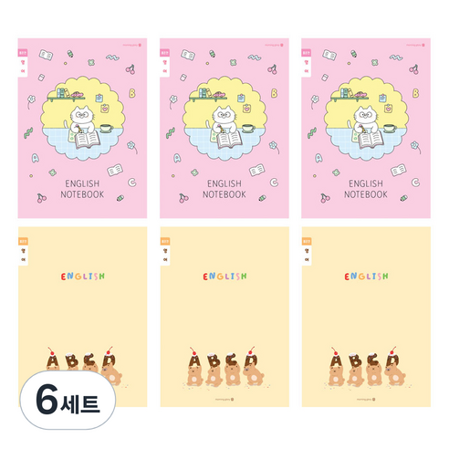 모닝글로리 채움노트 초등 영어 좁은칸 B 2종 x 3p 세트, 공부냥 + 쿠키곰, 6세트