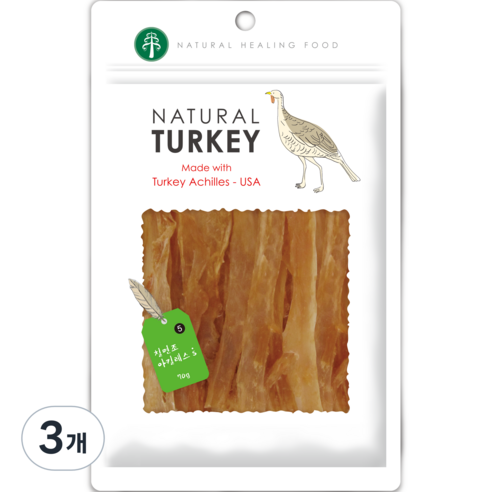네츄럴코어 강아지 아킬레스S 힘줄 육포, 칠면조, 70g, 3개