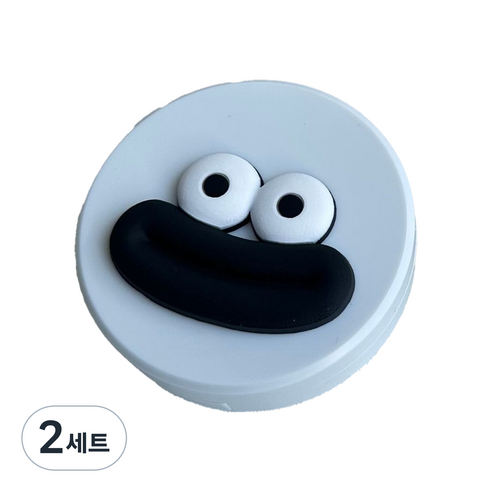 특별한상점 스마일 귀여운 콘택트 렌즈 보관 케이스 거울 집게 흡착 봉 세트, 스마일리 화이트, 2세트
