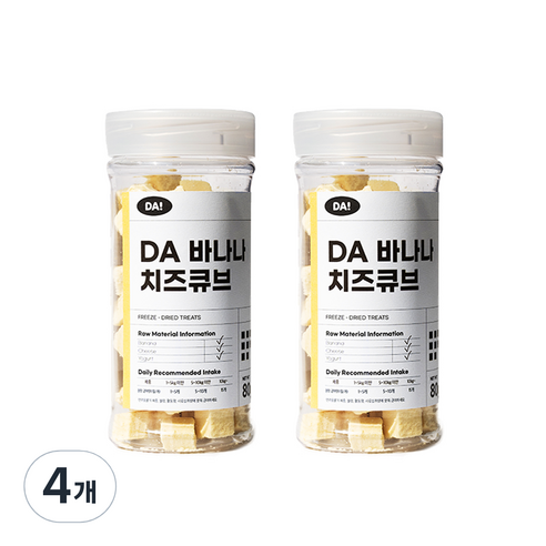 DA 반려동물 큐브 동결건조 간식 80g, 4개, 바나나 + 치즈 혼합맛