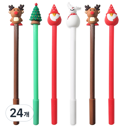 X-MAS 중성펜 0.5mm, 랜덤 발송, 24개