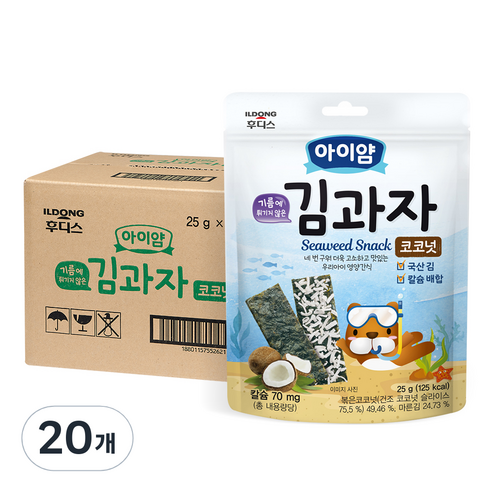일동후디스 아이얌 김과자, 코코넛, 25g, 20개