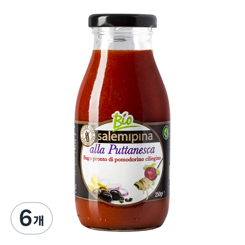 살레미피나 유기농 푸타네스카 파스타 소스, 250g, 6개