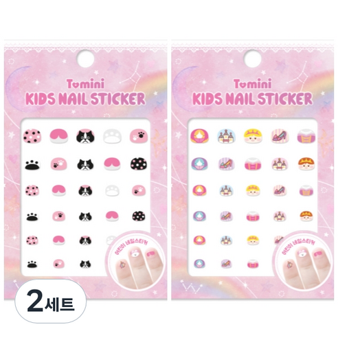 투미니 키즈 네일 스티커 2종 세트, T003 + T004, 2개