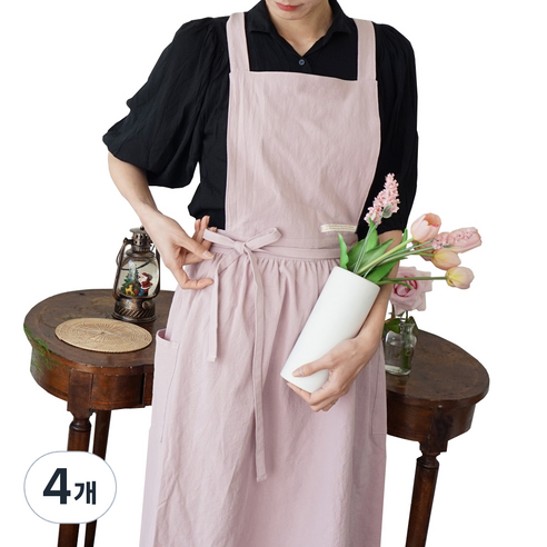 잇츠온 코튼 파스텔 원피스 앞치마, 핑크, 4개