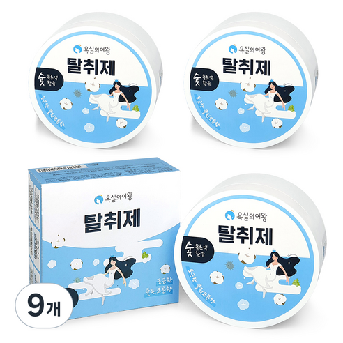 욕실의여왕 숯목초액함유 탈취제 클린코튼향 본품, 230g, 9개