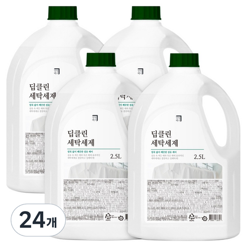 살림백서 딥클린 대용량 세탁세제 본품 화이트 코튼향, 2.5L, 24개