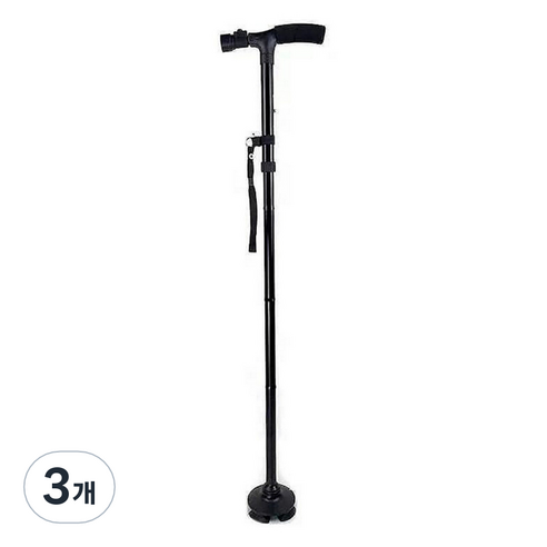 마샤투 LED 접이식 노인 네발 지팡이 효도선물, 3개